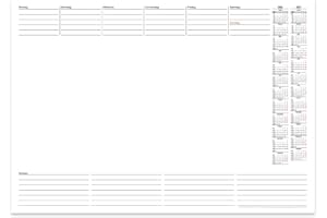 ‎PUK KRÄMMER GMBH PuK Krämmer GmbH Papier-Schreibtischunterlage mit 2-Jahres-Kalender 2026/2027 | DIN A2 | 25 Blatt zum Abreißen | inkl. Wochenplan und Notizen