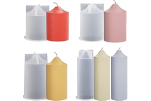 Bekecidi 4 PCS Pillar Candle Moulds for Candle Making, Silicone Candle Moulds Cylinder Candle Molds DIY Resin Casting Epoxy Mould for Making 3D Candles Soap Crafts Home Decration Handmade Gift