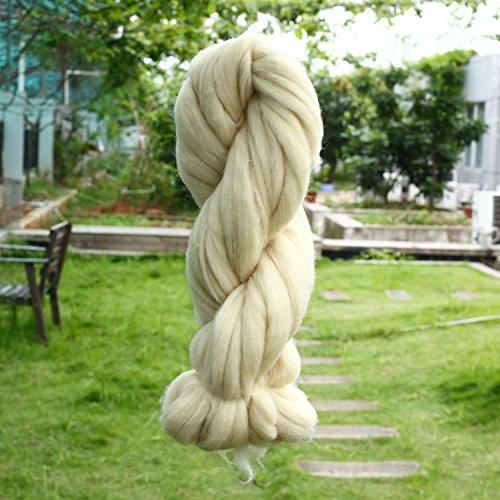 SOLEDI Filzwolle Märchenwolle Naturmaterial geeignet für Nassfilzen und Trockenfilzen 100g Milchweiß - 6