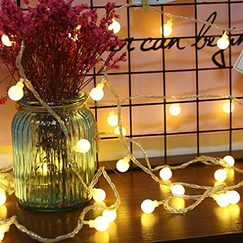 Bola de luces de hadas, 6 metros 40 LEDs Blanco cálido Luces decorativas USB cadenas interior luz exterior para jardín boda cumpleaños fiesta árbol Navidad