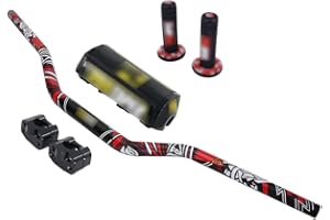 AnXin - Manillar de 28 mm + abrazadera elevadora + almohadilla + empuñaduras para motocicleta enduro (Dirt Bike Off), carretera, motocross (Pit Bike)