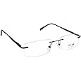 Titan Black Rectangle Rimless Eyeglasses For Men