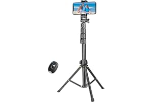 YOTOCversion 1.7 Meter/67 inch Phone Tripod Stand & Bluetooth Selfie Stick Tripod, Cellphone Tripod with Bluetooth Remote, Compatible with iPhone 16/15/14/13/12/12 pro/11/11pro/8