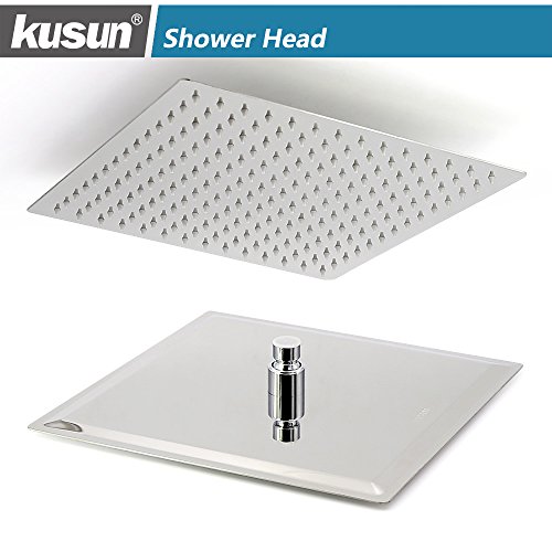Kusun® 10″ Ultra Dünn Niederschlag Duschkopf Polierte SUS 304 Edelstahl Fixed Mount Mit Drehbaren G1/2 Metall Ball Stecker Quadratische DP10 - 2