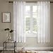 Produktbild Gardine Schals Voile Aria Vorhänge mit versteckten Schlaufen & Edel Stickerei Wohnzimmer Modern, Offwhite (2er-Set, je 200x99cm)