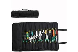 Lichi Tool Roll Bag, 37 Pocket Tool Bags, Multi-Purpose Tool Roll Up Bag, Tool Wrap Roll Organisers, Portable Tool Pouch, Screwdriver Spanner Roll Tools Storage - Black