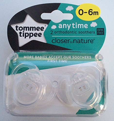 Tommee Tippee Closer To Nature Any Time Soother Twin Pack - 0-6m (Clear)