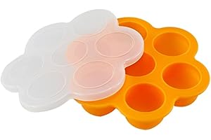 ZHOUBA Plateau en silicone avec compartiments pour nourriture de bébé, conteneur, bac avec couvercle pour congélateur, transportable, sans bisphénol A, silicone, Orange, taille unique