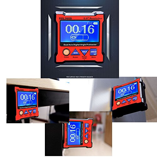KKmoon DXL360S Digitaler Winkelmesser, zwei Achsen, 100-240 V, 50-60 Hz, mit 5 Indikatoren, magnetisch, hohe Präzision, Doppelachse, digitale Anzeige - 9