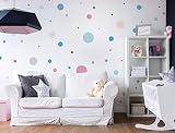 I-love-Wandtattoo WAS-10373 Kinderzimmer Wandsticker Set "Kreise mit bunten Mädchenfarben in Pastell" 50 Stück Punkte zum Kleben Wandtattoo Wandaufkleber Sticker Wanddeko