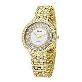 SW Watches Relojes De Las Mujeres, Diamantes De Imitación Dail Diseño, Pulsera De Las Señoras De La Moda Reloj De Cuarzo Con Banda De Acero (ORO, Plata),A