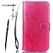 Produktbild Samsung Galaxy J3 ( 2017 ) Hülle, Samsung Galaxy J3 ( 2017 ) Schutzhülle, Alfort 3 in 1 Lederhülle Fashion Design Premium PU Leder Hohe Qualität Tasche Case Cover Kasten Abdeckung Wallet für Samsung Galaxy J3 ( 2017 ) 5.0" Smartphone Funktion Standfunktion Unterstützte Telefone und Magnetverschluss mit Schmetterling ( Rote ) + Alfort Schwarz Stylus Pen + Netter Staub Stecker