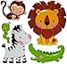 Produktbild alles-meine.de GmbH 5 tlg. Set 3-D ! Wandtattoo / Fensterbild -  lustige Tiere - Löwe Krokodil  - Wattierte Folie Wasserfest - Selbstklebend & Wiederverwendbar - Wandsticker Zootiere / Zoo Tier