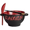 World Market Japanese Ceramic Ramen Bowl Set - 4 Piece Red Dragon Noodle Bowl with Soup Spoon and Chopstick - Soup Bowls for Noodle Soup, Ramen, Udon, Miso, Thai, Curry, Soba, Pho Soup - 17 Ounce