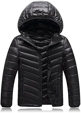 Big Kids Coat Quilted Down Puffer Jacket Parka Fur Hoodie Boys Outwear Girls Outfit Lightweight Winter Wear 8T 9T Black