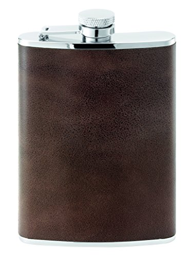 Herbertz Erwachsene Edelstahl, Leder, 230 ml Taschenflaschen, Mehrfarbig, One Size