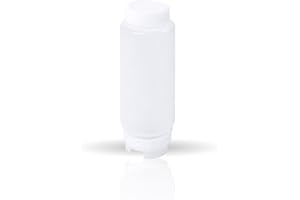 Kerafactum® – Bottiglia per Majo Dressing Shaker senape imbiss SQUEEZ bottiglia Refill, Garnier bottiglia di dosaggio Bottle Bianco 950 ML – su entrambi i lati da decorare.