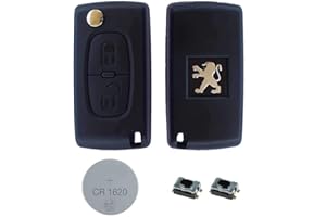 RKFUK® DIY Repair Kit 2 Button Remote Car Key Fob Case CE0536 HU83 Flip Blade Micro Switches CR1620 Battery SUITABLE Replacement for Peugeot 207 208 307 308 407 408 607 Expert Keys Fobs Cars Vans