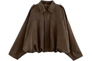 Bnigung Womens Faux Suede Bomber Jacket Casual Lapel Pilot Cropped Coat Oversized Motorcycle Jackets 2025 Outerwear