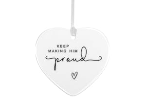 Qianyu Keep Making Him Proud Memorial Ceramic Pendants Loss of Loved One Bereavement Keepsake Memorial Hug Token in Loving Memory Sympathy Inspirational Thinking of You Hanging Ornament (1, Style 1)