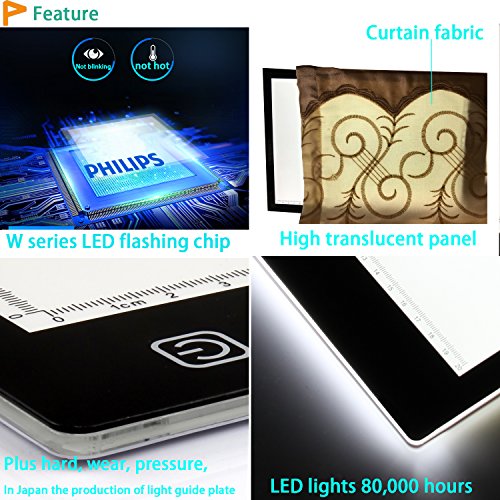 Ownuzz Leuchttisch A4 LED Leuchtkasten Leuchtplatte zeichnen zubehör einstellbare Helligkeit LED Handwerk Tracing Animations Tattoo Quilting Leuchttisch mit USB Kabel [Energieklasse A++] - 8