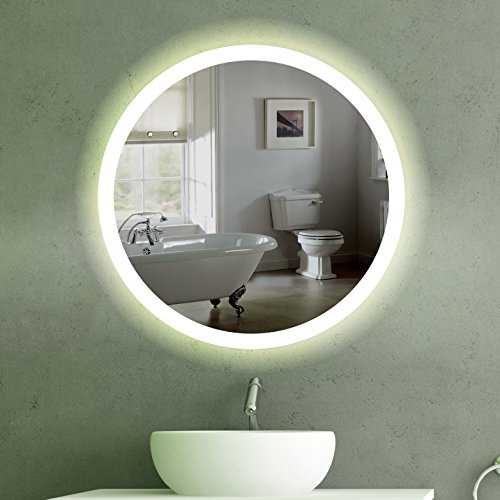 60 cm Runder Wandspiegel mit Led Beleuchtung für Badezimmer und andere Wände (60 cm, Warmweiss)