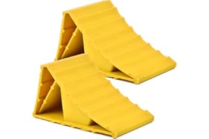 TMBMLPP 2 Pièces Bloc Anti-DéRapant, Cale de Roue, Cales de Roue, Cale de Roue Voiture, Cale Roue Voiture, pour Caravane, Camping-Car, Voiture, Moto – Jaune