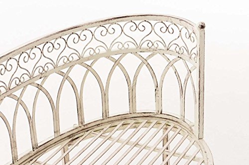 CLP Metall-Gartenbank AMANTI mit Armlehne, Landhaus-Stil, Eisen lackiert, Design antik nostalgisch, Form oval ca. 110 x 55 cm Antik Creme - 6
