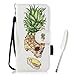 Produktbild iPhone 8 Plus Case, Edaroo Lederhülle für iPhone 7 Plus, Bunt Unique Cool Lachen Ananas Schädel Muster PU Ledertasche Handytasche Brieftasche Bookstyle Folio Klapphülle Schutzhülle Handyhülle Tasche Wallet Magnetverschluss Magnetic Flip Case mit Standfunktion & Kartenfächer Lanyard Strap Kunstleder Hülle Cover für 5,5" iPhone 8 Plus (2017) / iPhone 7 Plus (2016)