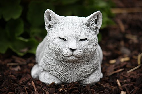 Steinfigur Katze ruhend, massiver Steinguss, frost- und wetterfest bis -30°C - 3