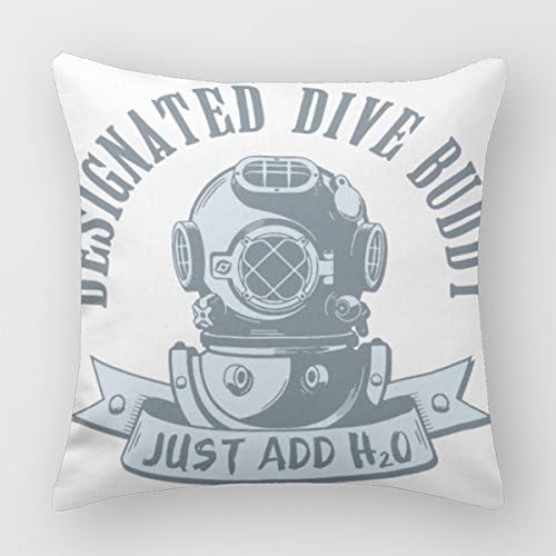 Designated Dive Buddy Scuba Diving Pillow Case Cover Square Throw Pillow Case Covers
