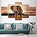 Produktbild CNCN Leinwand Malerei Elefant Tier mit Sonnenuntergang 5 Stück Wand Kunst Malerei modulare Tapeten Poster Print für Wohnzimmer Wohnkultur 20x35cm 20x45cm 20x55cm