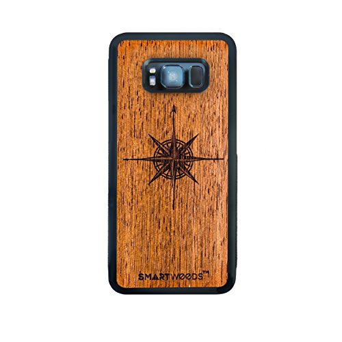Preisvergleich Produktbild SMARTWOODS Windrose Schützhülle für SAMSUNG S8, Holzcase für Smartphone, Handyhülle, Schutzhülle aus Holz für Smartphone, ökologisch, naturnah und original