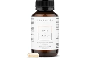 JSHealth Vitamins Hair and Energy Formula, Hair Growth Supplement for Women and Men, Zinc and Iodine Capsules for Healthy Growth, Hair Loss Support, 60 Capsules