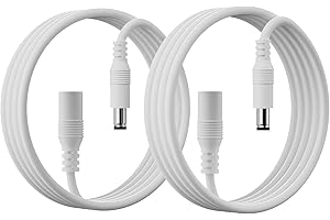 PAUTIX 2-Pack 2M DC Cable de Extensión 5.5mm x 2.1mm, Universal DC5-24V Cable de Extensión para Tira LED, Cámara de Vigilancia, 24V 12V Macho a Hembra, Adaptador de Corriente Macho (Blanco)