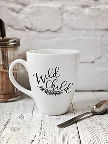 Mug, Porcelain tea coffee mug, novelty mug, work mug, wild child, gift idea, birthday, valentines, mothers day, cute quote
