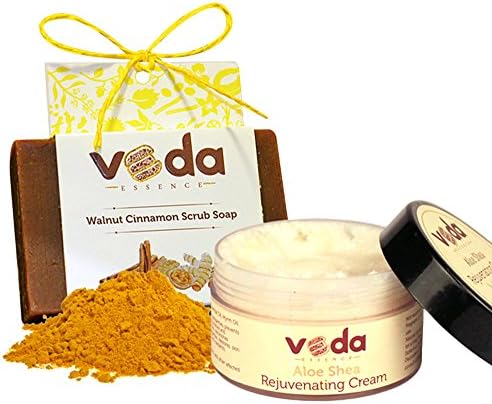 Veda Essence Walnut Cinnamon Scrub Soap &amp; Aloe Shea Rejuvenating Cream 2 Pcs Combo