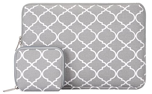 MOSISO Quatrefoil Stil Canvas Gewebe Laptop Hülle Sleeve Tasche für 13-13.3 Zoll MacBook Pro, MacBook Air, Notebook mit einem kleinen Fall, Grau