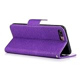 FESELE Schutzhülle für [iPhone 7 Plus] Schmetterling Blumen Prägung Brieftasche Hülle Leder Tasche Flip Case Handyhülle mit Standfunktion und Magnetverschluss, iPhone 7 Plus Flip Hülle Bookstyle Lanyard Wallet Cover Kartenfach Ledertasche Leder-Mappen-Karten-Slot-Abdeckung für iPhone 7 Plus + Blau Eingabestift Stylus Touch Pen-Schmetterling,lila - 3