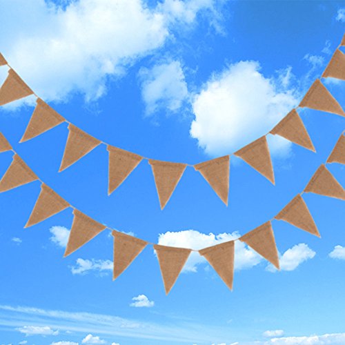 Faburo 13tlg Hochzeit Wimpelkette Vintage Jute Bunting Banner für Party Dekoration Dekoration (2.8m) - 6