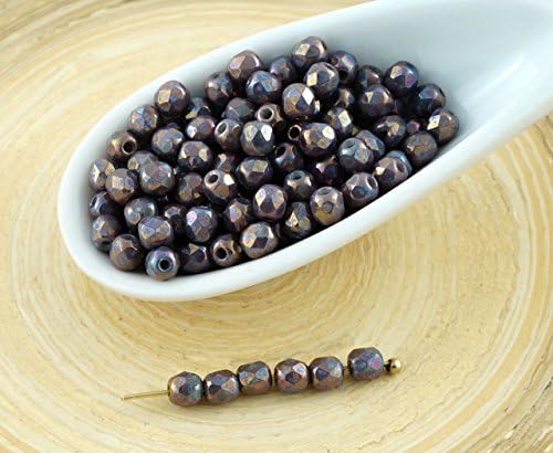 NEW FINISH 100pcs NEBULA Ashen Gray Purple Round Faceted Fire Polished Czech Glass Beads Small Spacer 3mm