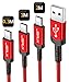 Price comparison product image USB C Cable, JSAUX (3-Pack/0.3M+1M+2M) Nylon Type C Fast Charging Charger Compatible for Samsung Galaxy S10 S9 S8 A3 A5 2017 Note 8 9, Huawei P9 P10, Google Pixel, Sony Xperia XZ, HTC, LG G5 G6 Red