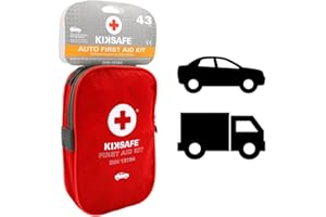 KIKSAFE K-N 0127184 Kit Pronto Soccorso Auto e Furgone a Norma DIN 13164, Cassetta Primo Soccorso 43 Pezzi Completa e Omologata CE per Emergenze Stradali, Viaggi e Uso Quotidiano