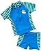 Playshoes Boy's UV Sun Protection 2 Piece Swim Set, Swimsuit Surfer Striped Swim Shorts, Blue (Blue/Green), 7 Years (Manufacturer Size:122/128 (7-8 Years))