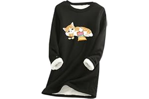 Dasongff T-Shirts Polaire Femme Confortables Grande Taille - Haut Mode Ado Tee Shirt Femmes Col Rond Pas Cher Pull Chaud Fille Ado Tshirt Respirant Sweat-Shirt Légere Chemise Chic et Élégant Hiver