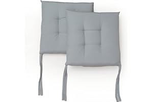 PARAMAISON Cuscini Sedia con Lacci Giunk, Set da 2 pezzi Quadro, Imbottito, Interni od Esterni, Non Sfoderabile, 40x40 cm, Vari Colori