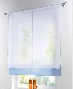 SIMPVALE Raffrollo Vorhang 80x155cm - Durchsichtiger Voile Mit Stangentasche In Weiß