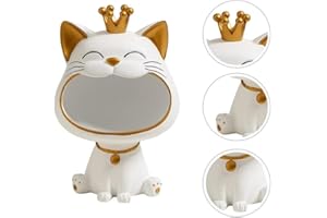 ‎UMIKK Umikk Schmuck Stueck Katze Figuren Lagerung Box, Lachende Katze Schlüssel Aufbewahrungsbox, Großen Statue Schreibtisch Kleinigkeiten Behälter Organizer Skulptur,Katze Skulptur Statue Harz für Hom