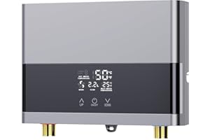LIROPAU Scaldacqua istantanea elettronico, 6000 W 220V Scaldacqua Istantaneo a Parete Mini Scaldabagno Istantaneo Elettrico con Display LED Della Temperatura, scaldabagno elettrico per Cucina e Bagno (Sliver)