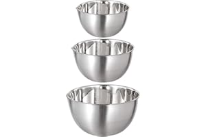 FAB4HOME Lot de 3 Bols Mélangeurs en Acier Inoxydable Saladier avec Bec Verseur et Mesure Bol en inox Bol de Cuisine 1,5L/ 3L/ 5L, Empilable